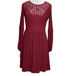 American Eagle Maroon Burgundy Long Sleeve Lace XS